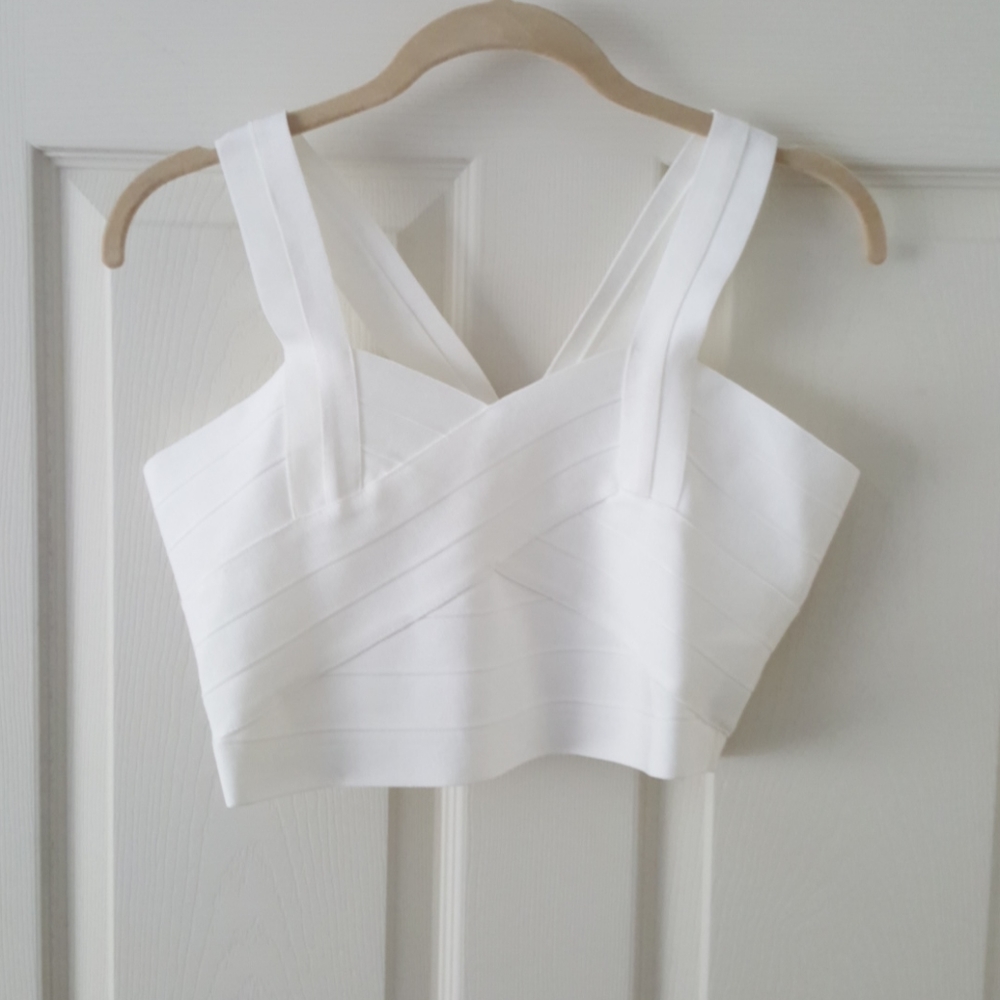 NWT Who in Shop white bandage crop top M